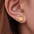 Spiral Shell Stud Earrings in Polished Gold and Silver Tone view 4