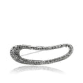 Elongated Black Crystal Loop Brooch in Antique Silver Tone view 5