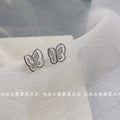 Silver Mini Openwork Butterfly Stud Earrings Hollow Pair view 4