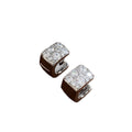 Wide Silver Crystal Huggie Hoop Earrings Statement Jewelry Design view 5