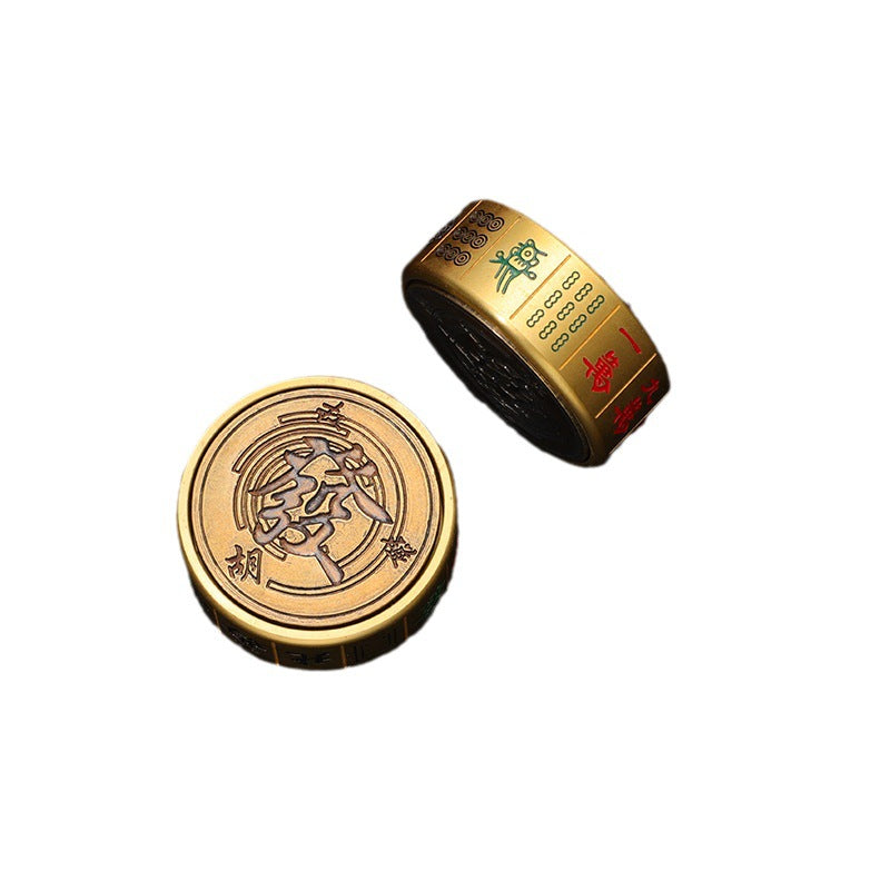 Solid Brass Tai Chi Bagua Double Fish Fidget Keychain Ornament