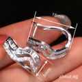 Silver Tone Wave Baguette Clear Stone Huggie Hoop Earrings view 4