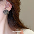 Gray Pavé Crystal Heart and Round Statement Stud Earrings view 4