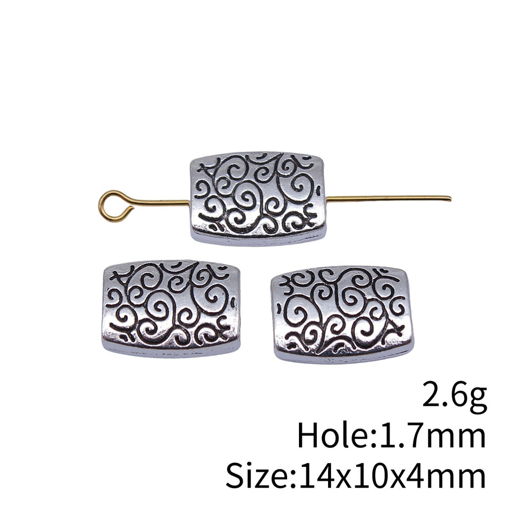 14x10x4mm 2.6g Multicolor Zinc Alloy Double Sided Pattern Rectangle Spacer Beads for DIY Jewelry Making
