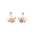 Blue and Purple Fan Drop Earrings with Pearl Accents view 5