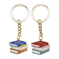 Back To School Stacked Books Keychain Gold Ring Red Blue view 5