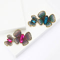 Double Butterfly Brooch In Metal With Two Graduated Butterflies With Glittering Wings view 1