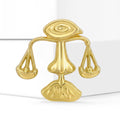 Gold Tone Libra Balance Scale Brooch With Polished Finish view 2