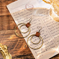 Brown Leather Square and Double Circle Hook Earrings view 6