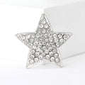 Silver Rhinestone Star Brooch Full Pave Five Point Pin view 1