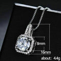 Silver Tone Square Clear Stone Halo Pendant Necklace view 4