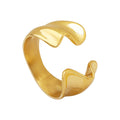Wavy Sculptural Open Ring Gold And Steel Tone Metal view 5