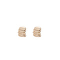 Gold and Silver Ribbed Multi Band Chunky C Hoop Earrings view 5