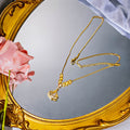 Gold Ginkgo Leaf Pendant Necklace Crystal Beads Chain view 1
