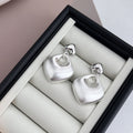 Brushed Silver Irregular Square Dangle Stud Earrings view 2