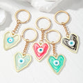 Gold Frame Marbled Resin Heart Evil Eye Keychain 5 Colors view 1