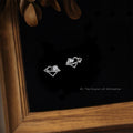 Mini Silver Tone Openwork Planet Clear Stone Stud Earrings view 3