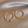 Beaded Metal Hoop Earrings in Gold and Silver With Metal Details view 6