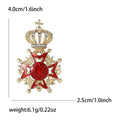 Crown and Red Star Medal Brooch with Crystal Details view 4