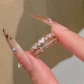 Rose Gold Mother of Pearl Heart Double Layer Open Zircon Ring view 1