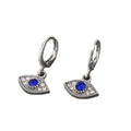 Gold and Silver Tone Marquise Crystal Blue Evil Eye Huggie Earrings view 5