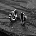 Silver Skull Carved Huggie Hoop Earrings Metal Alloy view 1