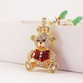 Gold-Tone Rhinestone Crown Teddy Bear Keychain With Lobster Clasp view 9