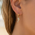 316L Stainless Dolphin Zircon Huggie Drop Earrings Gold Steel view 3