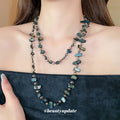 Blue Gray Shell Chip Crystal Long Layered Bead Necklace view 3