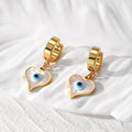 Gold Tone Evil Eye Huggie Drop Earrings in Five Designs view 9