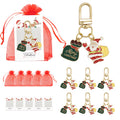Gold Enamel Santa Gift Bag Merry Christmas Keychain view 1