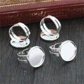 Round Cabochon Tray Adjustable Rings in Three Metal Finishes view 4