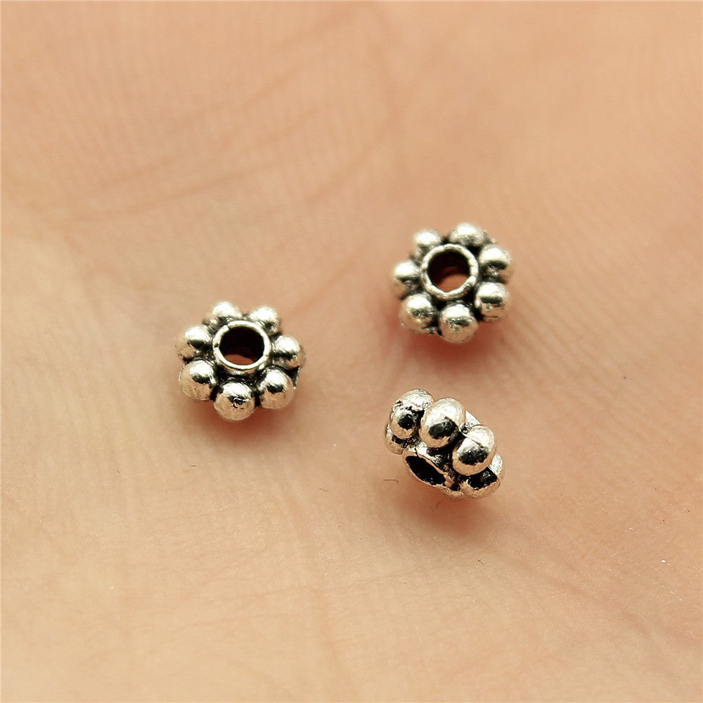 5x5mm 0.2g Antique Silver Zinc Alloy Round Small Hole Spacer Beads for DIY Bracelet Jewelry Making