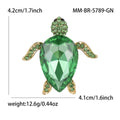 Sea Turtle Crystal Brooch Green Pink Rhinestone Gold Pin view 6