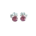 Crystal Flower and Round Gem Stud Earrings in Two Colors view 5