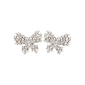 Silver Tone Crystal Butterfly Stud Earrings With Layered Wings view 5