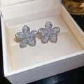 Silver Flower CZ Clip Studs And Dangle Post Earrings view 6