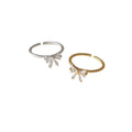 Clear Stone Bow Open Rings In Silver And Gold Tone view 5