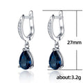 Deep Blue Pear-Shaped Hinged Drop Earrings In Silver Tone view 2