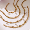 Gold Cuban Oil Drop Disc Necklace Bracelet Pearl Styles view 1