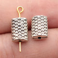 12x8.2x4.7mm 1.8g Antique Silver Tone Zinc Alloy Diamond Grid Texture Loose Metal Beads for DIY Jewelry