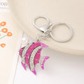 Rhinestone Tropical Fish Keychain Silver Tone Pearl Accent view 2