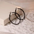 Gunmetal Faceted Irregular Round Oversized Hoop Earrings view 3