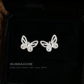 Silver-Tone Full Pave Butterfly Marquise Stud Earrings view 4