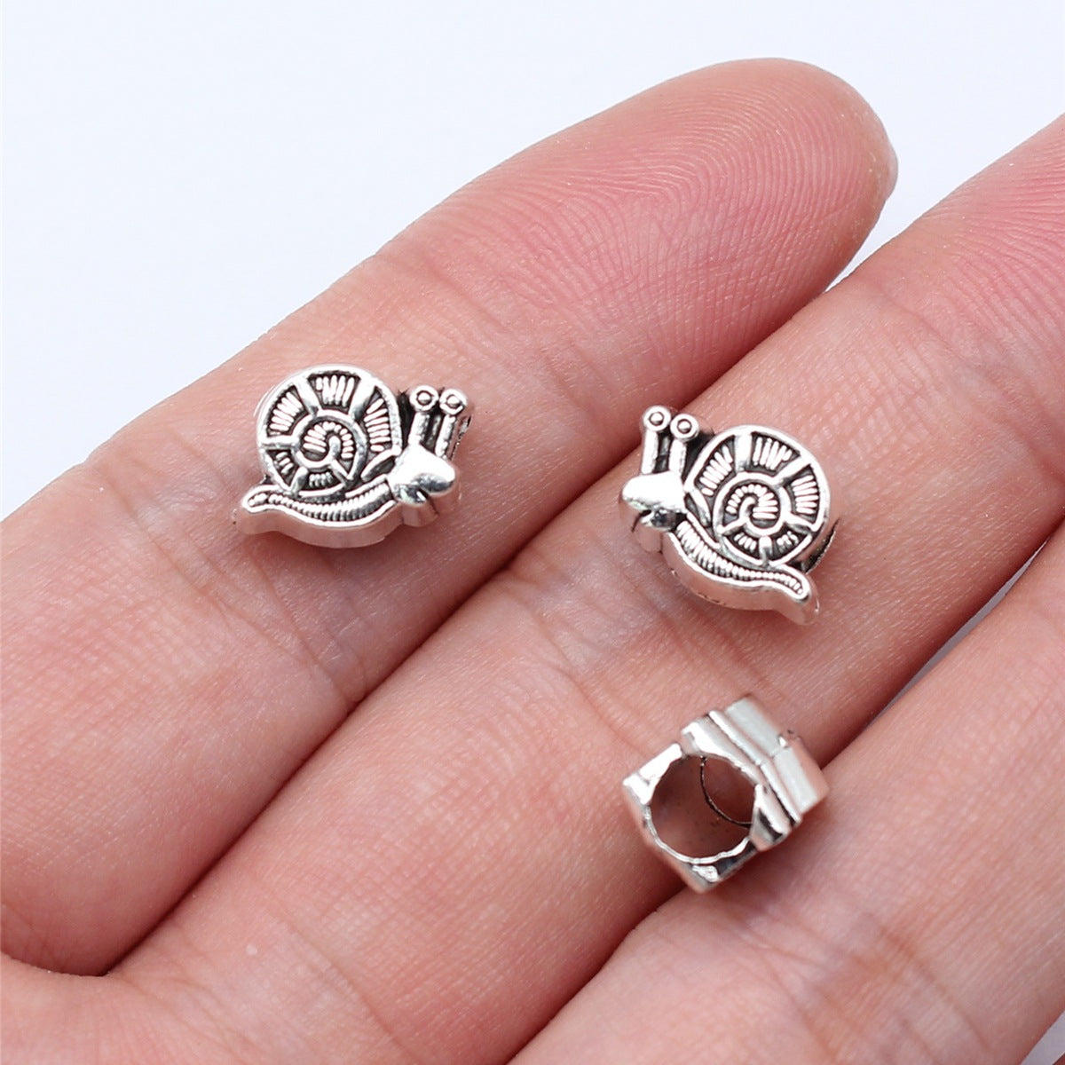 13x9mm 1.8g Antique Silver Zinc Alloy Snail Large Hole Beads for DIY Bracelet Necklace Making