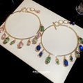 Gold Tone Collar Necklaces With Multicolor Teardrop Crystals view 4