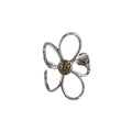Silver Tone Open Wire Flower Ring With Textured Gold Tone Center view 5