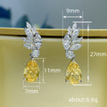 Silver Tone Leaf Crystal Pear Drop Earrings Yellow Blue Pink view 4