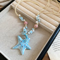 Ceramic Starfish Beaded Necklaces in Three Colors with Decorative Details view 7