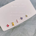 Five Piece Multicolor Mini Zircon Stud Earrings Gold Set view 1